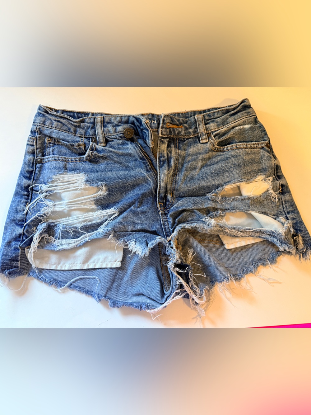 American Eagle Outfitters Distressed Blue Denim Cutoff Shorts